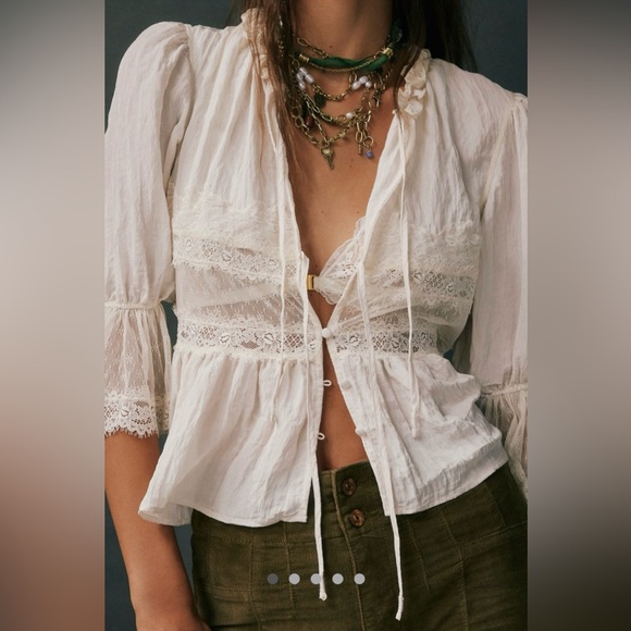 NWT FREE PEOPLE INTIMATELY Forever Young Bed Jacket | White Alyssum - Picture 5 of 16